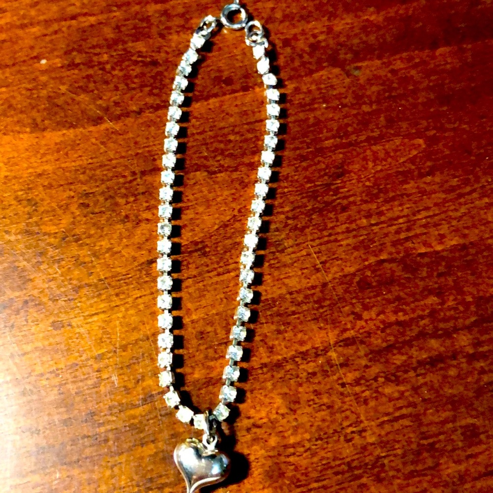 Adorable Rhinestone Bracelet With Heart ❤️ Charm❤️